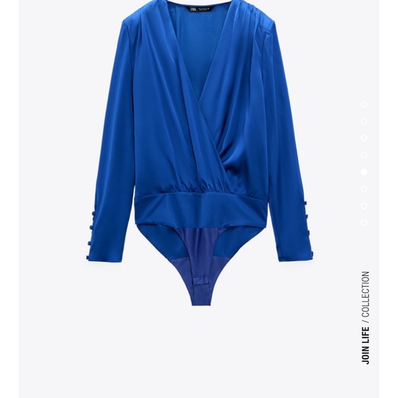 “Last one “ZARA BLOGGERS FAV SATEEN BODYSUIT ELECTRIC BLUE - Picture 2 of 8
